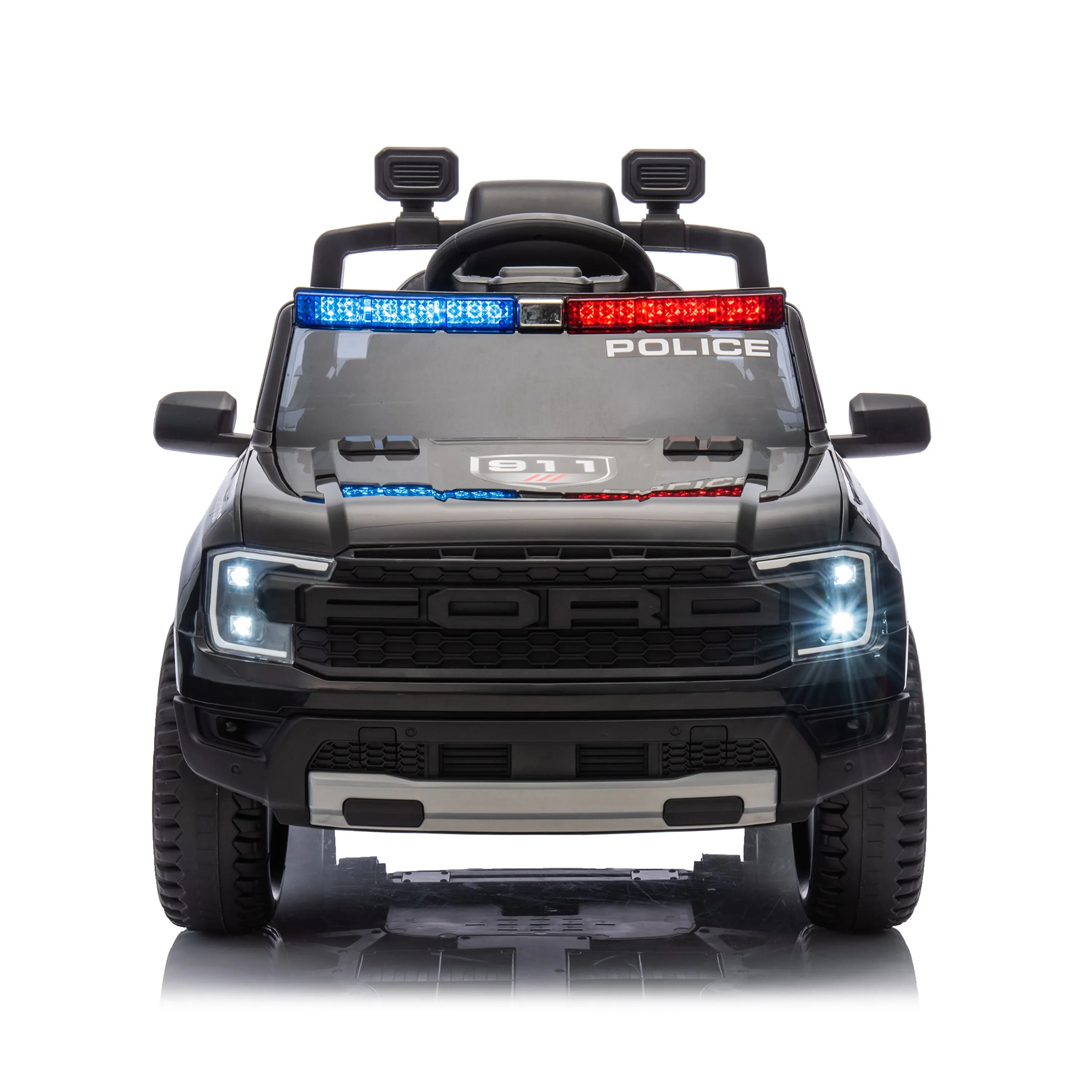 12V Licensed Ford Raptor Police Interceptor Kids Ride-On Truck - Image 5